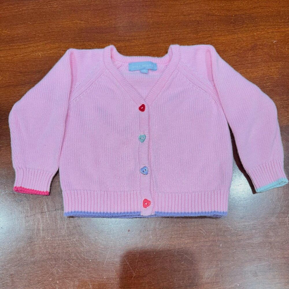Hill House Home Tiny House Cardigan Pink Heart Buttons 0–3 Months